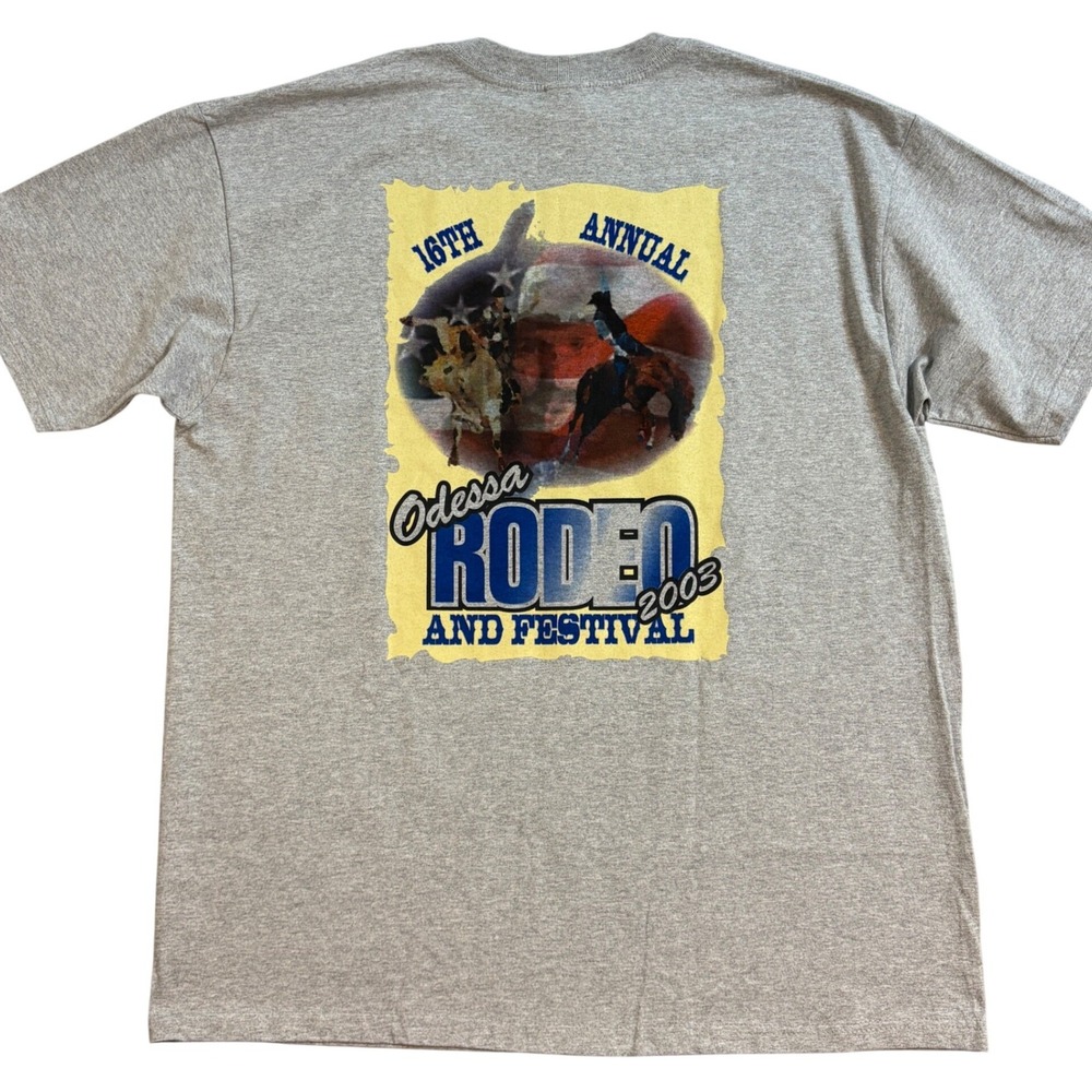 Vintage 2003 Odessa Rodeo and Festival T-Shirt Mens XL Gray Graphic Anvil Tee